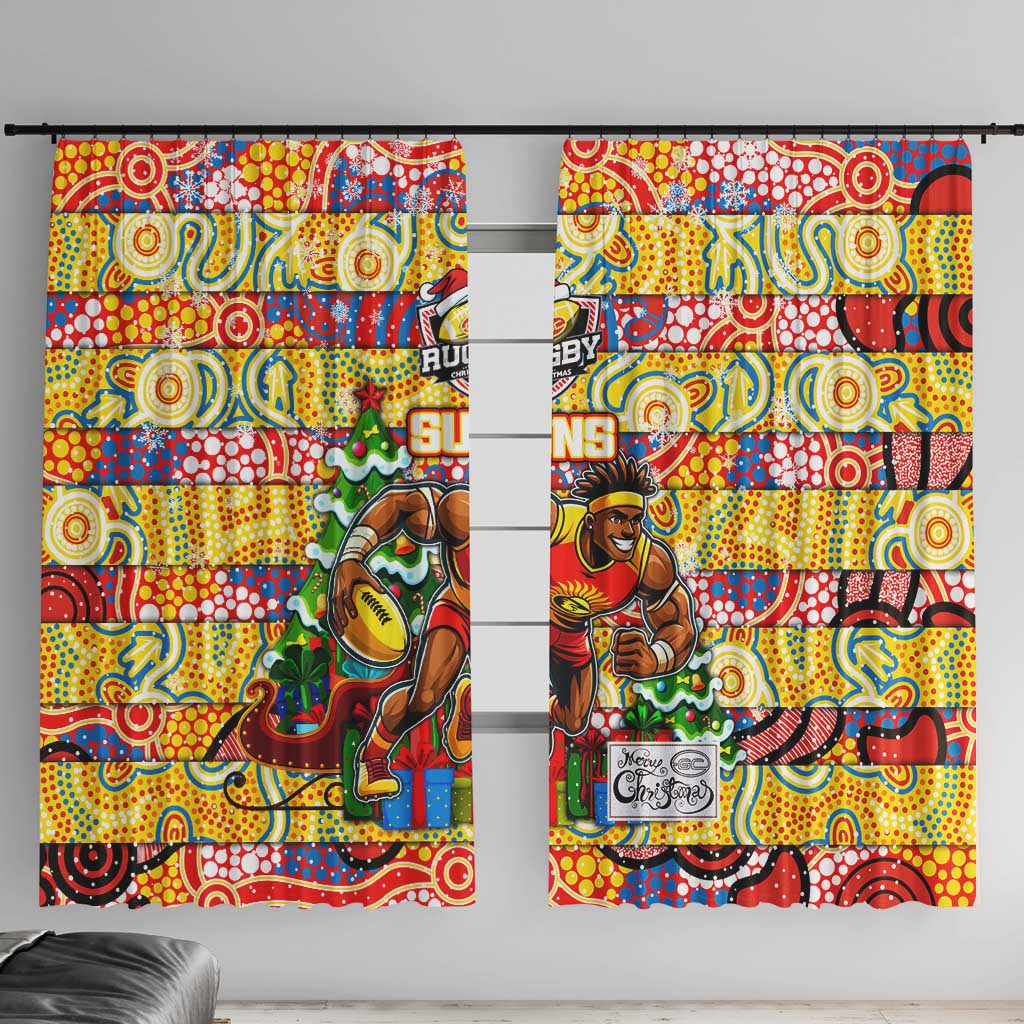 Suns Football Merry Christmas Window Curtain Indigenous Australian Art