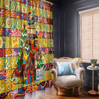 Suns Football Merry Christmas Window Curtain Indigenous Australian Art