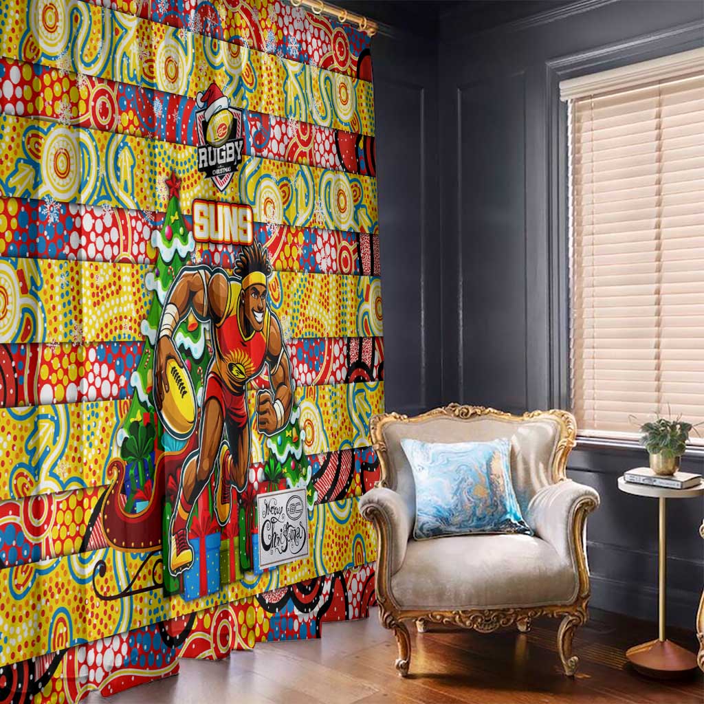 Suns Football Merry Christmas Window Curtain Indigenous Australian Art