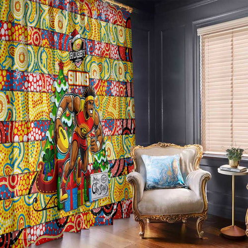 Suns Football Merry Christmas Window Curtain Indigenous Australian Art