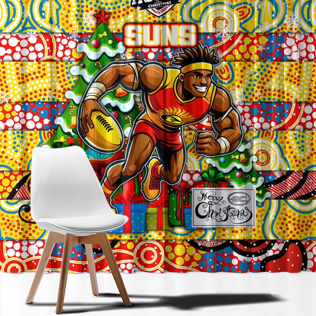 Suns Football Merry Christmas Window Curtain Indigenous Australian Art