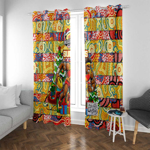 Suns Football Merry Christmas Window Curtain Indigenous Australian Art