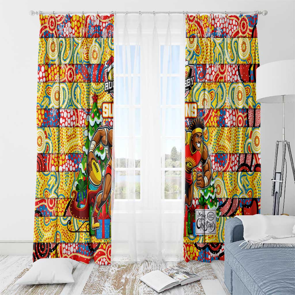Suns Football Merry Christmas Window Curtain Indigenous Australian Art