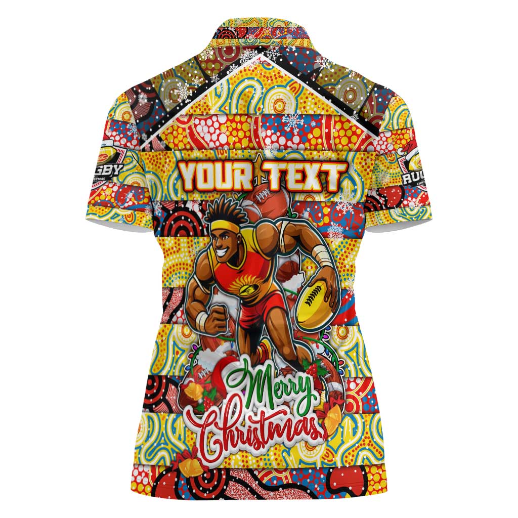 Custom Suns Rugby Merry Christmas Women Polo Shirt Indigenous Australian Art
