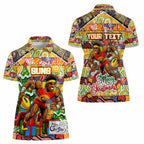 Custom Suns Rugby Merry Christmas Women Polo Shirt Indigenous Australian Art