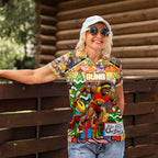 Custom Suns Rugby Merry Christmas Women Polo Shirt Indigenous Australian Art