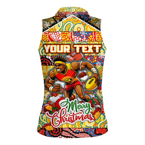 Custom Suns Rugby Merry Christmas Women Sleeveless Polo Shirt Indigenous Australian Art