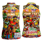 Custom Suns Rugby Merry Christmas Women Sleeveless Polo Shirt Indigenous Australian Art