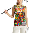 Custom Suns Rugby Merry Christmas Women Sleeveless Polo Shirt Indigenous Australian Art