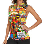 Custom Suns Rugby Merry Christmas Women Sleeveless Polo Shirt Indigenous Australian Art