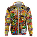 Custom Suns Rugby Merry Christmas Zip Hoodie Indigenous Australian Art