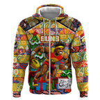 Custom Suns Rugby Merry Christmas Zip Hoodie Indigenous Australian Art