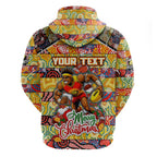 Custom Suns Rugby Merry Christmas Zip Hoodie Indigenous Australian Art