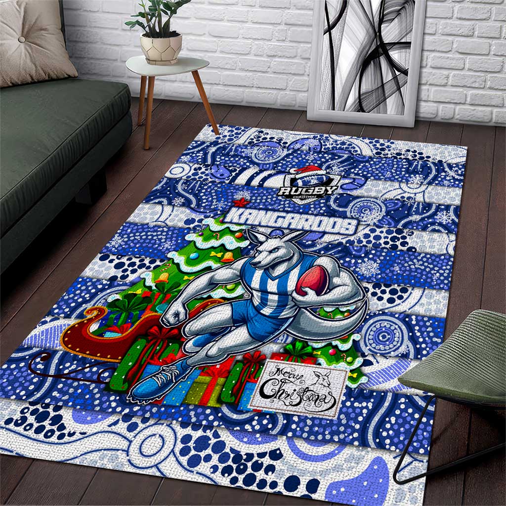 Kangaroos Football Merry Christmas Area Rug Indigenous Australian Art