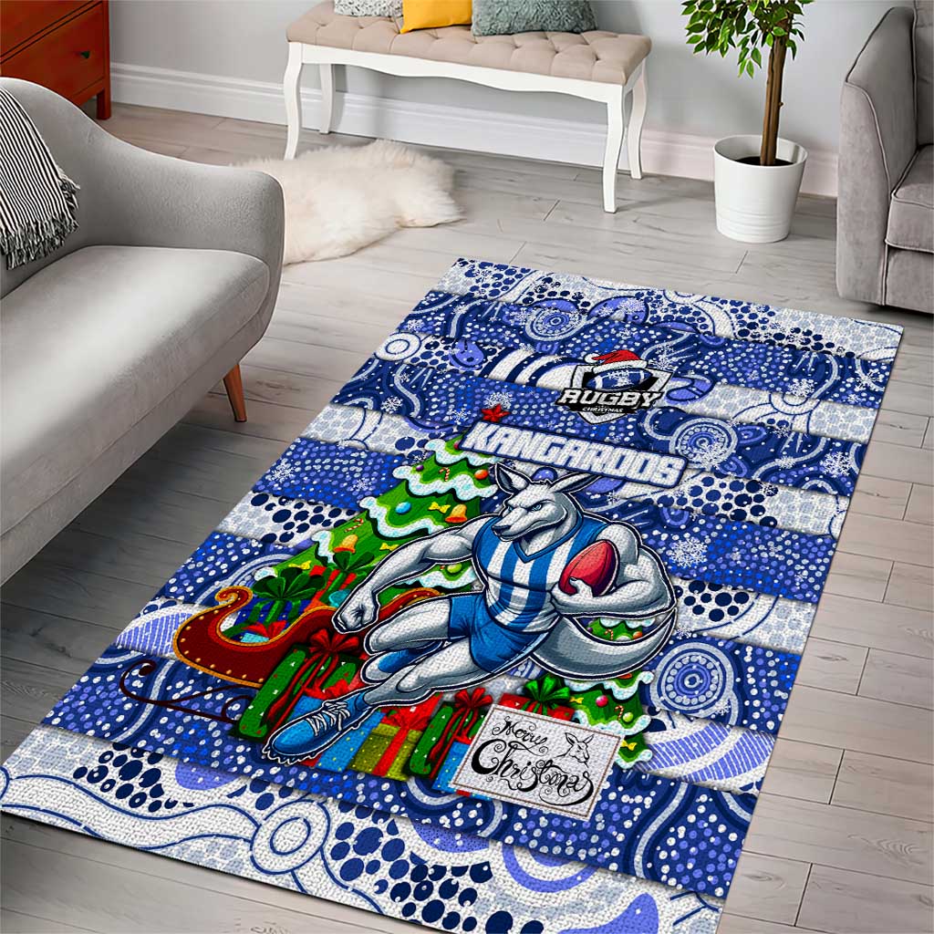 Kangaroos Football Merry Christmas Area Rug Indigenous Australian Art