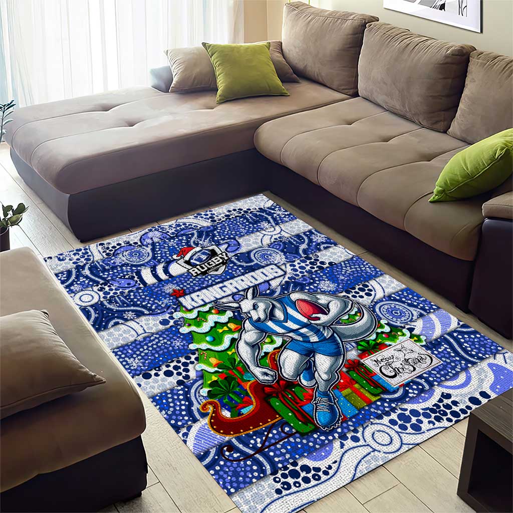 Kangaroos Football Merry Christmas Area Rug Indigenous Australian Art