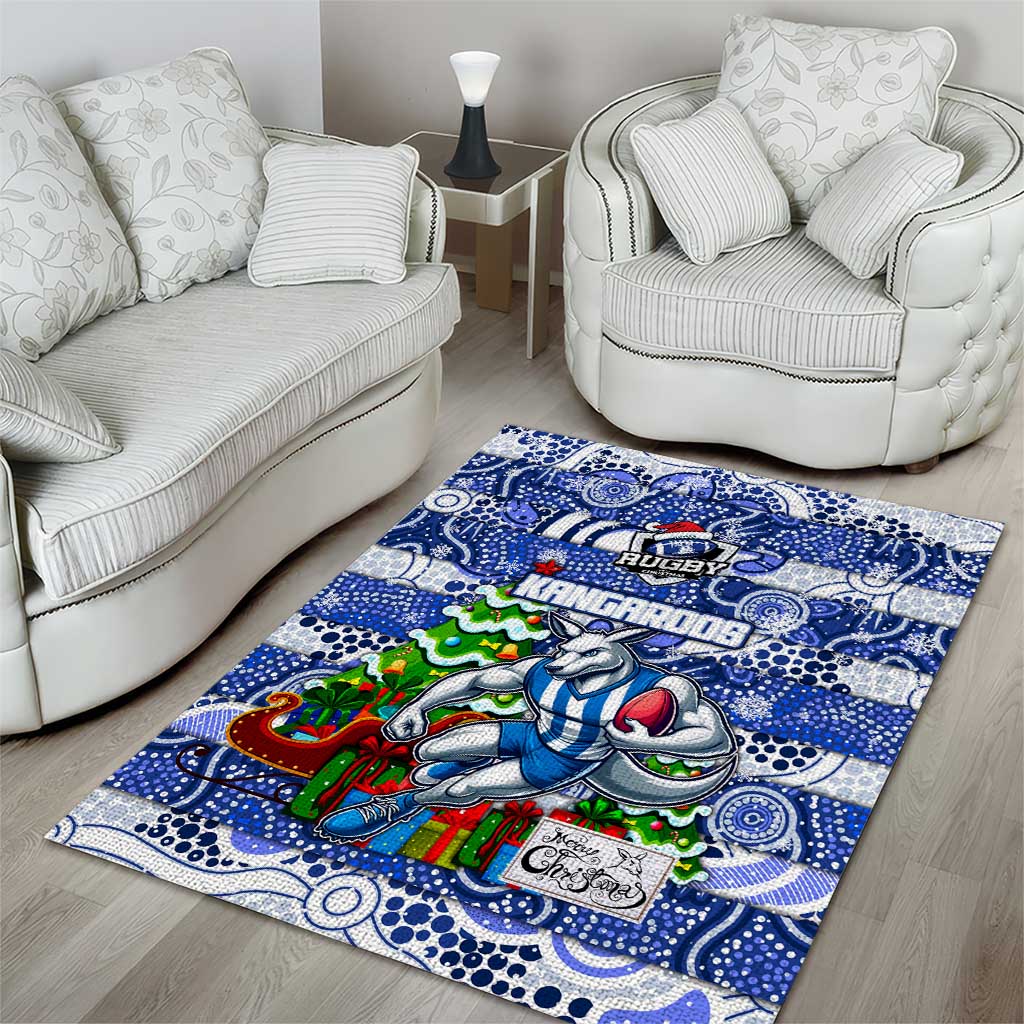 Kangaroos Football Merry Christmas Area Rug Indigenous Australian Art