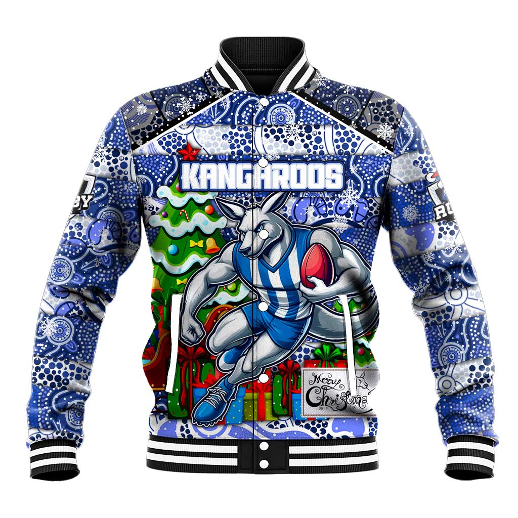 Custom Kangaroos Rugby Merry Christmas Baseball Jacket Indigenous Australian Art