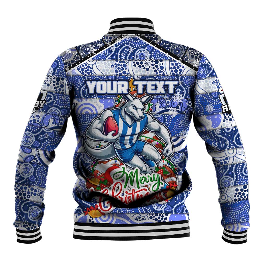 Custom Kangaroos Rugby Merry Christmas Baseball Jacket Indigenous Australian Art
