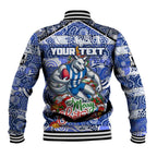 Custom Kangaroos Rugby Merry Christmas Baseball Jacket Indigenous Australian Art
