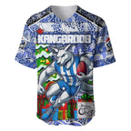 Custom Kangaroos Rugby Merry Christmas Baseball Jersey Indigenous Australian Art