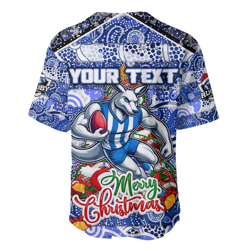 Custom Kangaroos Rugby Merry Christmas Baseball Jersey Indigenous Australian Art