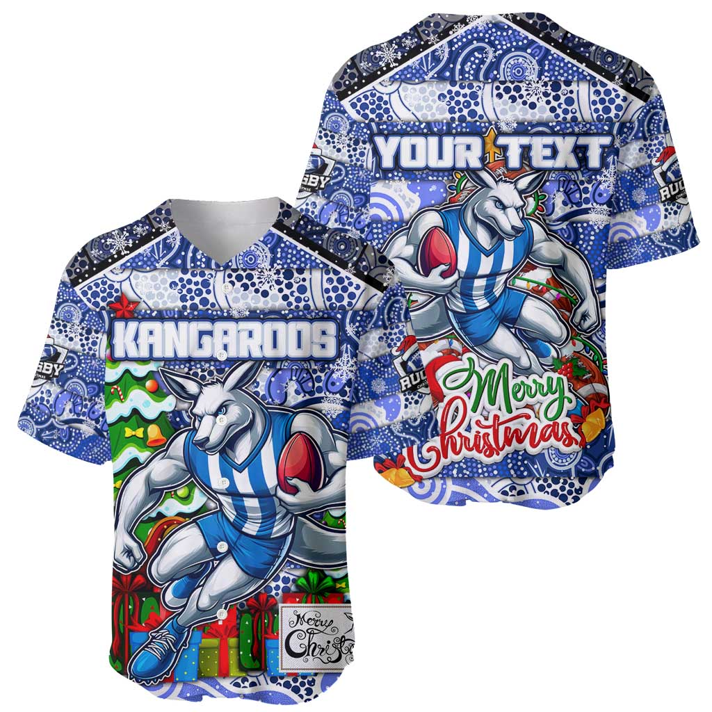 Custom Kangaroos Rugby Merry Christmas Baseball Jersey Indigenous Australian Art