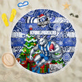 Kangaroos Football Merry Christmas Beach Blanket Indigenous Australian Art