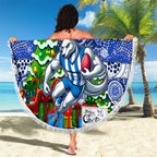 Kangaroos Football Merry Christmas Beach Blanket Indigenous Australian Art