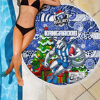 Kangaroos Football Merry Christmas Beach Blanket Indigenous Australian Art