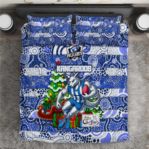 Kangaroos Football Merry Christmas Bedding Set Indigenous Australian Art