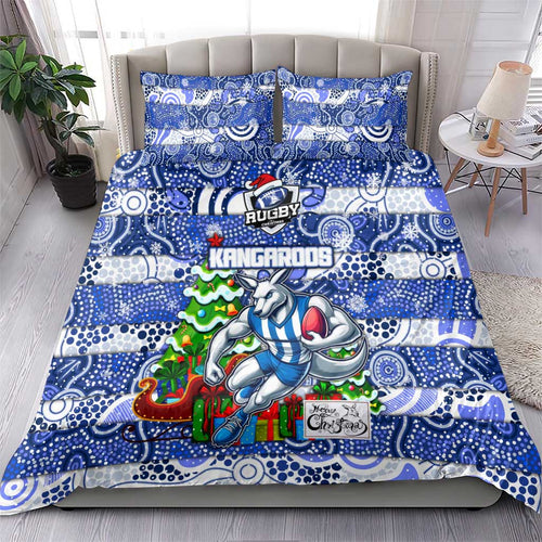 Kangaroos Football Merry Christmas Bedding Set Indigenous Australian Art