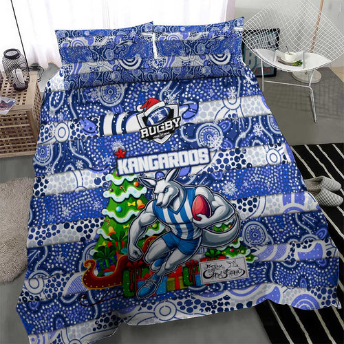 Kangaroos Football Merry Christmas Bedding Set Indigenous Australian Art