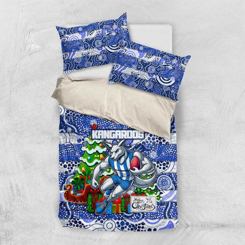 Kangaroos Football Merry Christmas Bedding Set Indigenous Australian Art