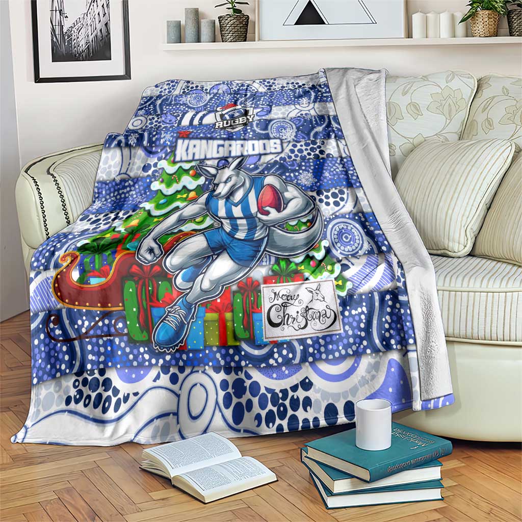 Kangaroos Football Merry Christmas Blanket Indigenous Australian Art