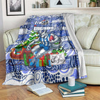 Kangaroos Football Merry Christmas Blanket Indigenous Australian Art
