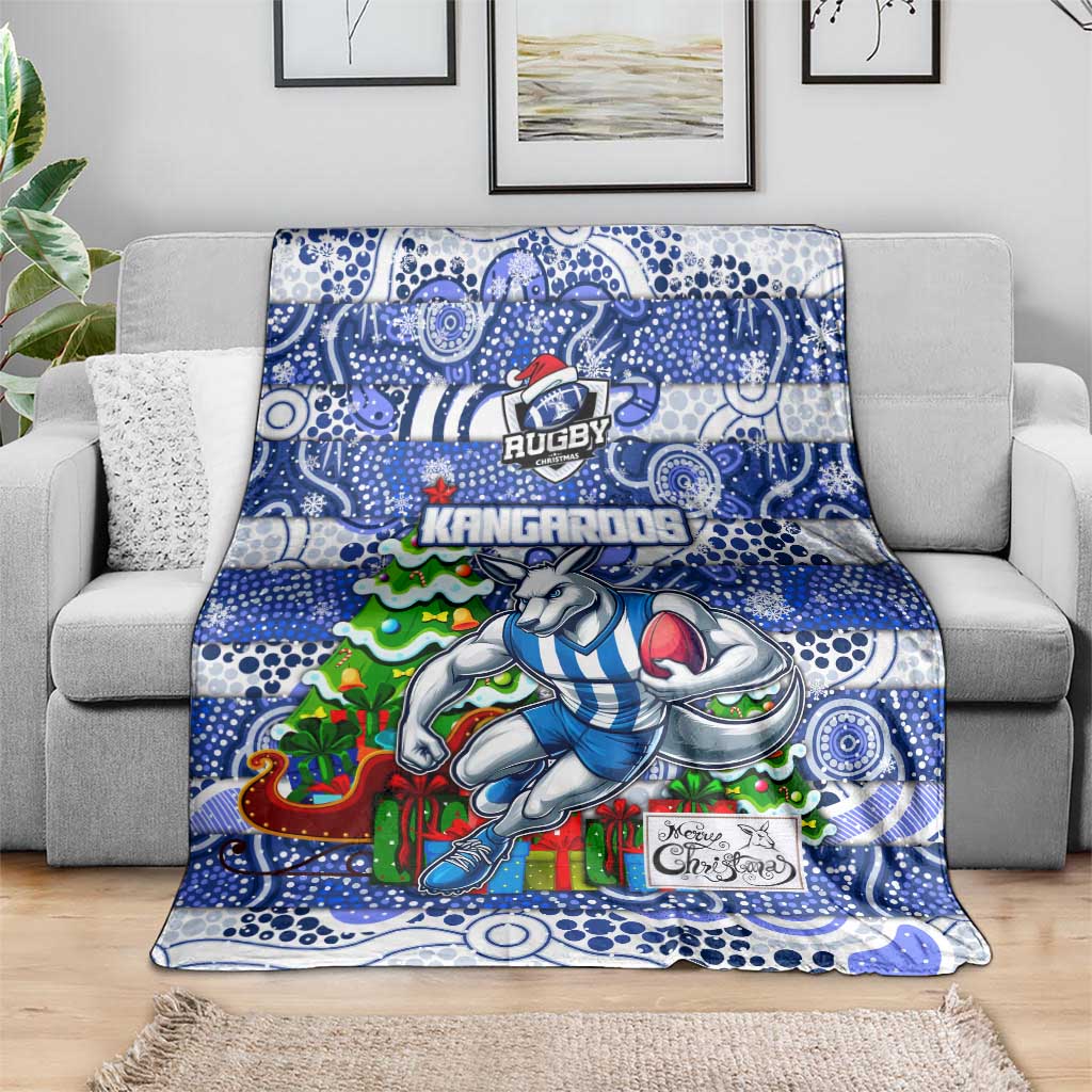 Kangaroos Football Merry Christmas Blanket Indigenous Australian Art