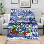 Kangaroos Football Merry Christmas Blanket Indigenous Australian Art