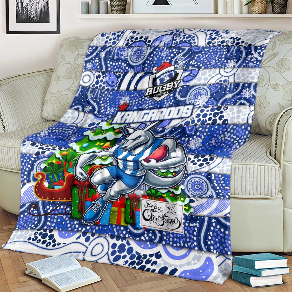 Kangaroos Football Merry Christmas Blanket Indigenous Australian Art