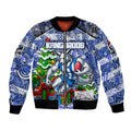 Custom Kangaroos Rugby Merry Christmas Bomber Jacket Indigenous Australian Art