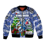 Custom Kangaroos Rugby Merry Christmas Bomber Jacket Indigenous Australian Art