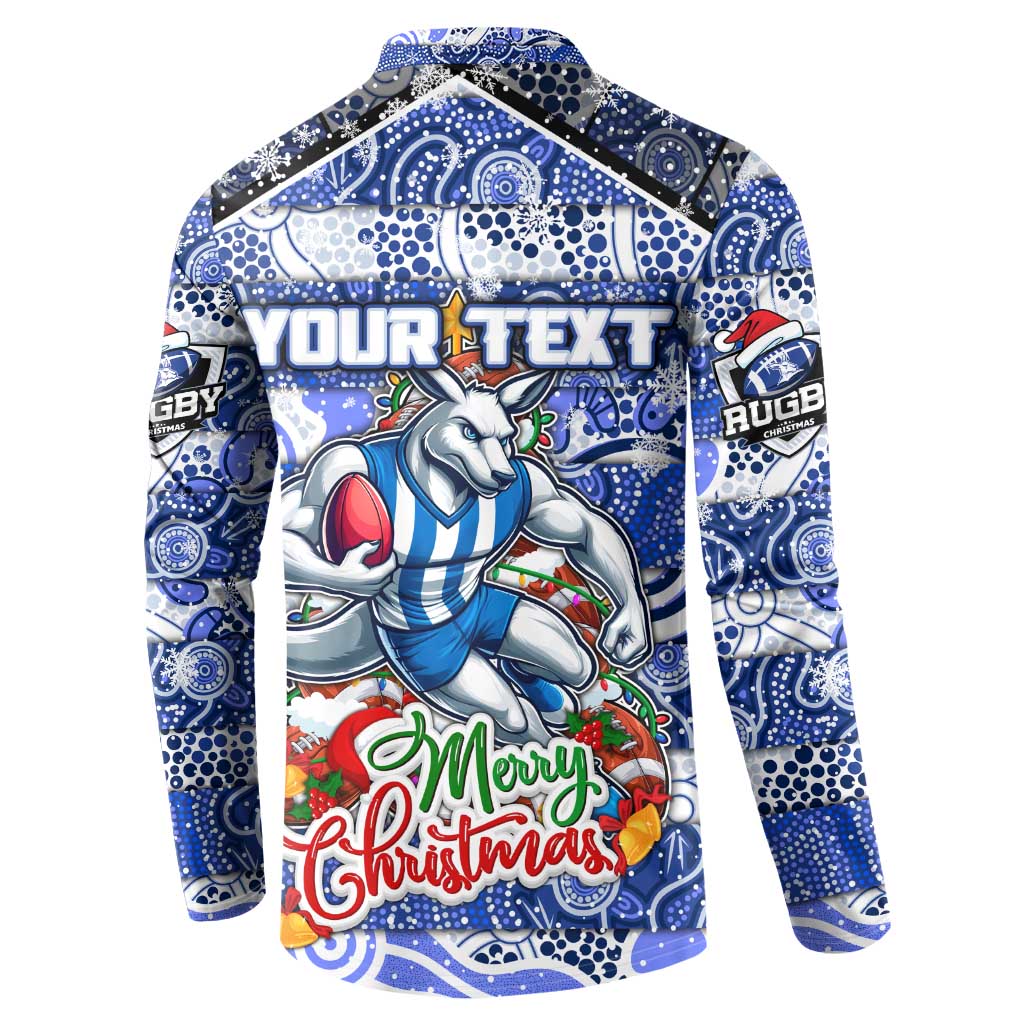 Custom Kangaroos Rugby Merry Christmas Button Sweatshirt Indigenous Australian Art