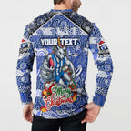 Custom Kangaroos Rugby Merry Christmas Button Sweatshirt Indigenous Australian Art