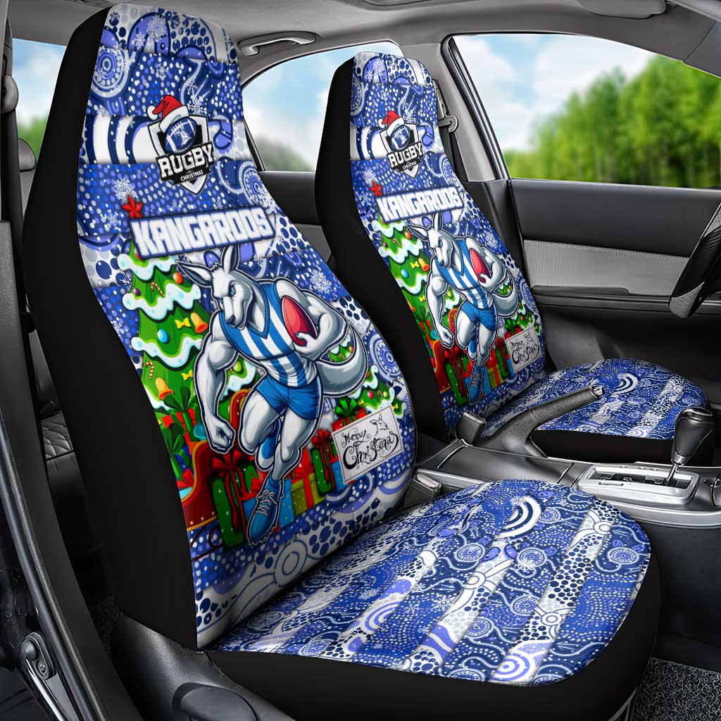 Kangaroos Football Merry Christmas Car Seat Cover Indigenous Australian Art