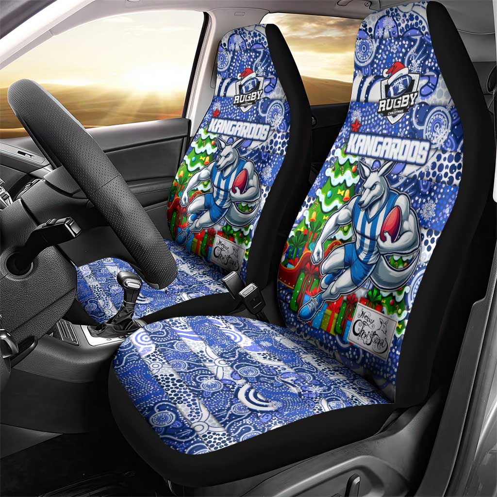 Kangaroos Football Merry Christmas Car Seat Cover Indigenous Australian Art