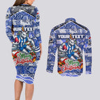 Custom Kangaroos Rugby Merry Christmas Couples Matching Long Sleeve Bodycon Dress and Long Sleeve Button Shirt Indigenous Australian Art