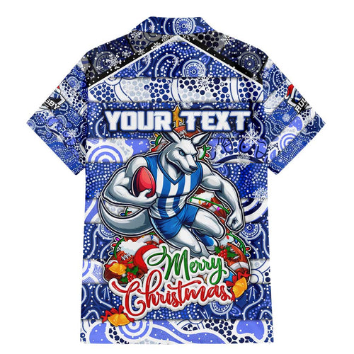 Custom Kangaroos Rugby Merry Christmas Family Matching Mermaid Dress and Hawaiian Shirt Indigenous Australian Art