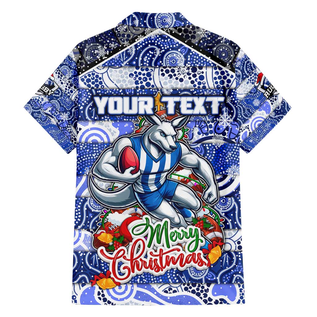 Custom Kangaroos Rugby Merry Christmas Family Matching Off Shoulder Maxi Dress and Hawaiian Shirt Indigenous Australian Art
