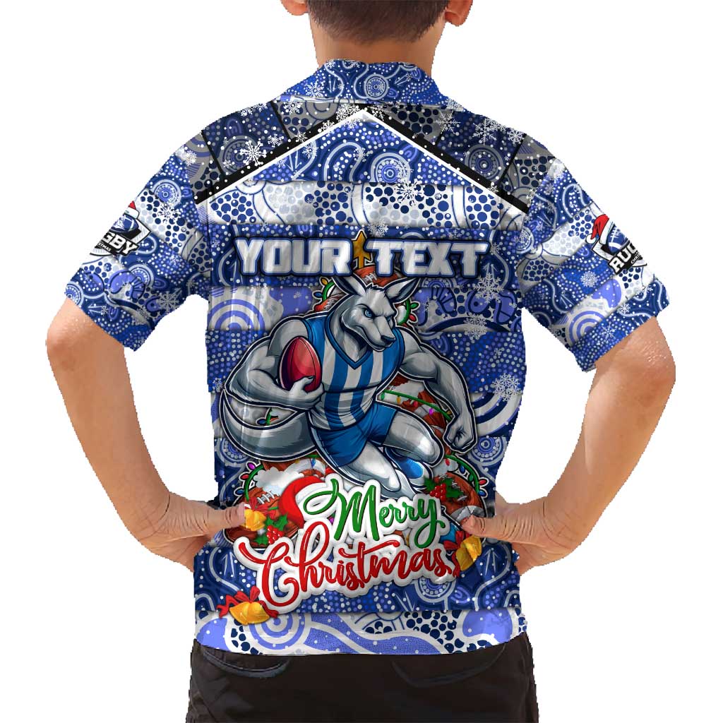 Custom Kangaroos Rugby Merry Christmas Family Matching Summer Maxi Dress and Hawaiian Shirt Indigenous Australian Art