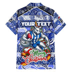 Custom Kangaroos Rugby Merry Christmas Family Matching Summer Maxi Dress and Hawaiian Shirt Indigenous Australian Art